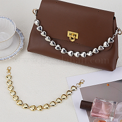 2Pcs 2 Colors CCB Plastic Heart Beaded Bag Handles with Clasps&nbsp;AJEW-CL0005-65