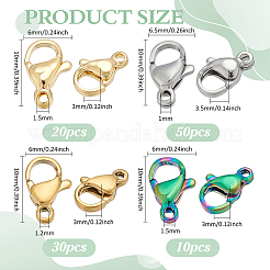 110Pcs 4 Styles 304 Stainless Steel Lobster Claw Clasps&nbsp;STAS-PH0006-54