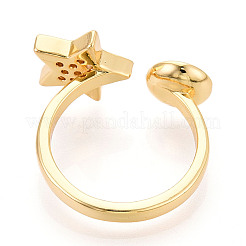 Star Brass Micro Pave Cubic Zirconia Cup Peg Ring Settings&nbsp;LS-KK-N274-06G