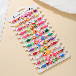 12Pcs Polymer Clay Beads Braided Bead Bracelets&nbsp;FS-WGD3FD0-01