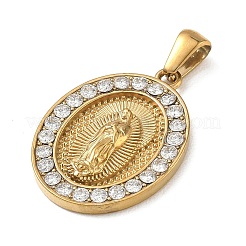 304 Stainless Steel Micro Pave Clear Cubic Zirconia Pendants&nbsp;CU-CBAF0F8-05D-G