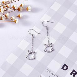 Anti-Tarnish Women Cat Stud Earrings Simple Long Dangle Earrings Cute Pet Kitten Cat Face Earrings Rhodium Plated Sterling Silver Earrings Stud Jewelry Gift for Lovers Women Birthday Christmas&nbsp;JE1072A