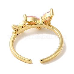 Rack Plating Brass Micro Pave Cubic Zirconia Cuff Ring&nbsp;RJEW-P104-10G