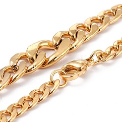 Men's PVD Vacuum Plating 304 Stainless Steel Graduated Cuban Link Chain Necklaces & Bracelets Jewelry Sets&nbsp;SJEW-I207-01G