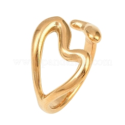 Heart 304 Stainless Steel Cuff Open Rings for Women&nbsp;RJEW-A106-01G