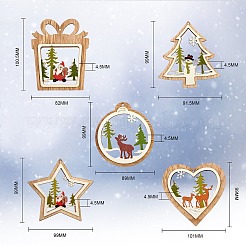 10Pcs 5 Style Wooden Ornaments&nbsp;WOOD-SZ0004-04
