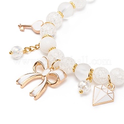 Synthetic Crackle Quartz & Natural Yellow Jade Beaded Stretch Bracelet&nbsp;BJEW-JB08527-03