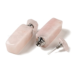 Natural Rose Quartz Dropper Perfume Bottle with Stainless Steel Color Tone 304 Stainless Steel Findings&nbsp;DJEW-H010-01P-02
