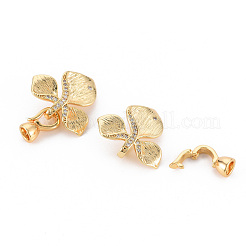 Brass Micro Pave Clear Cubic Zirconia Fold Over Clasps&nbsp;KK-S354-305-NF