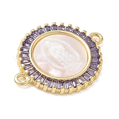 Natural Shell Carved Religion Virgin Connector Charms&nbsp;KK-L268-013G-A