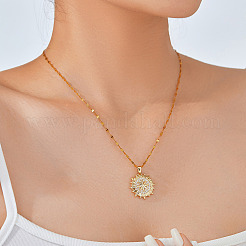 Elegant Hip-hop Style Sun Brass Pave Clear Cubic Zirconia Pendant Necklaces for Daily Wear&nbsp;WW1304-1