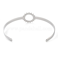 Non-Tarnish 304 Stainless Steel Hollow Sunflower Cuff Bangle for Women&nbsp;BJEW-D061-02P