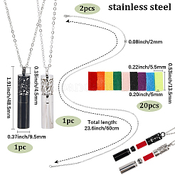 2Pcs 2 Colors 304 Stainless Steel Hollow Cloud Column Perfume Bottle Pendant Necklaces&nbsp;NJEW-SC0001-48
