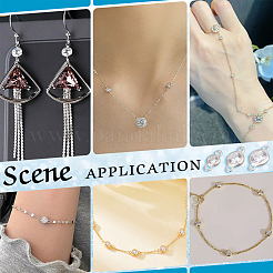 14Pcs 3 Styles 925 Sterling Silver Micro Pave Clear Cubic Zirconia Links Connectors&nbsp;STER-PH0003-02