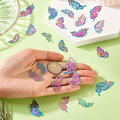 40Pcs 10 Styles 201 Stainless Steel Etched Metal Embellishments Pendants&nbsp;STAS-TA0003-04
