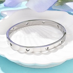 Hollow Heart 304 Stainless Steel Bangles for Women&nbsp;BJEW-Z092-11P