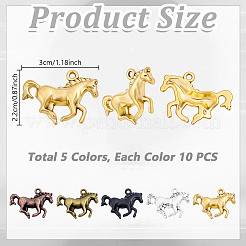 50Pcs 5 Colors Tibetan Style Alloy Pendants&nbsp;TIBE-GA0001-05