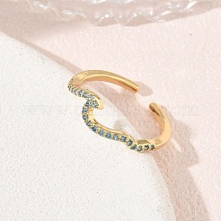 Brass Micro Pave Cubic Zirconia Cuff Open Rings&nbsp;CU-CBAEC29-06G