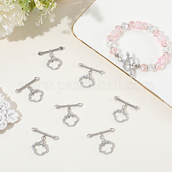 10Pcs Brass Micro Pave Clear Cubic Zirconia Toggle Clasps&nbsp;KK-BBC0021-02P