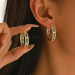 Hollow Brass Clear Cubic Zirconia Hoop Earrings&nbsp;OV8801