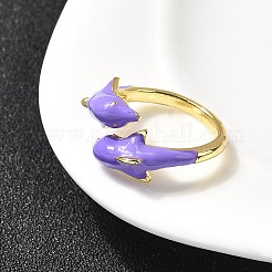 Brass Enamel Cuff Rings&nbsp;RJEW-P166-04G
