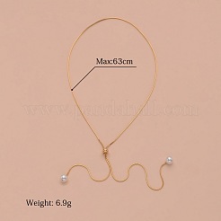 Alloy Snake Chain Slider Lariat Necklaces with Plastic Imitation Pearl Round Beads&nbsp;WG87CD3-01