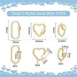 6Pcs 3 Styles Brass Screw Carabiner Lock Charms&nbsp;KK-UN0002-01