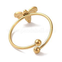 Ion Plating(IP) 304 Stainless Steel Bee Open Cuff Rings for Women&nbsp;RJEW-18.0-06G