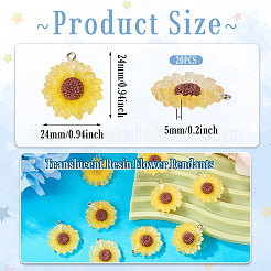 Translucent Resin Flower Pendants&nbsp;RESI-TAC0010-99