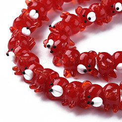 Transparent Handmade Bumpy Lampwork Beads Strands&nbsp;LAMP-T007-19-B07