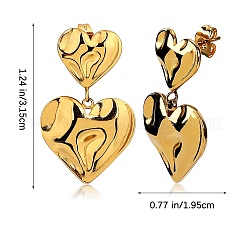 304 Stainless Steel Hammered Heart Dangle Stud Earrings&nbsp;JE1119A