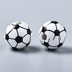 Painted Natural Wood European Beads&nbsp;WOOD-S057-050