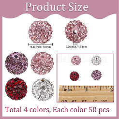 200Pcs 4 Colors Pave Disco Ball Beads&nbsp;RB-PA0001-10A