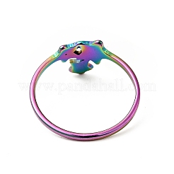 Ion Plating(IP) 201 Stainless Steel Triple Star Finger Ring for Women&nbsp;RJEW-G266-26M