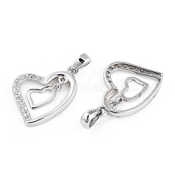 Rhodium Plated 925 Sterling Silver Micro Pave Clear Cubic Zirconia Pendants&nbsp;STER-T007-49P
