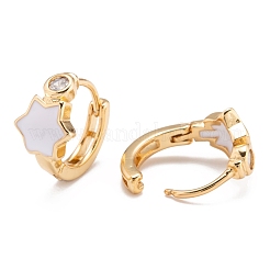 Brass Micro Pave Clear Cubic Zirconia Huggie Hoop Earrings&nbsp;EJEW-P187-B11