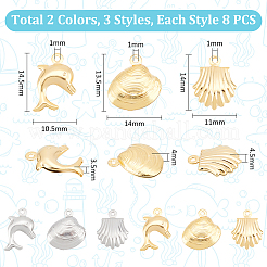 48Pcs 6 Style 304 Stainless Steel Charms&nbsp;STAS-UN0054-81