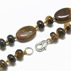 Natural Tiger Eye Beaded Necklaces&nbsp;NJEW-S394-14