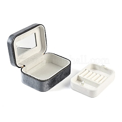 Italian Velvet Double Layers Jewelry Set Storage Zipper Boxes with Mirror Inside&nbsp;CON-G023-09C