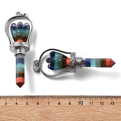 Chakra Natural Mixed Stone Pointed Big Pendants&nbsp;KK-H491-01P-01