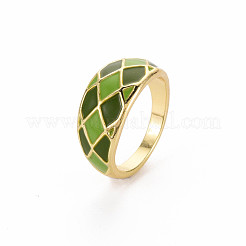 Rack Plating Light Gold Alloy Enamel Wide Band Rings&nbsp;RJEW-Q163-005-RS