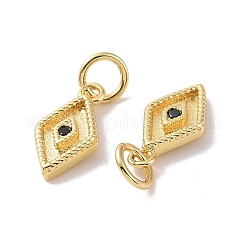Rack Plating Brass Micro Pave Black Cubic Zirconia Charms&nbsp;ZIRC-C042-13G