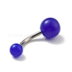 10Pcs Luminous Acrylic Round Beaded Curved Barbell&nbsp;AJEW-G041-01P
