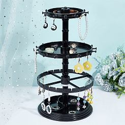3-Tier Rotatable Round Acrylic Jewelry Display Tower with Tray&nbsp;EDIS-WH0015-13A