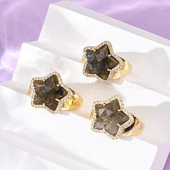 Star Natural Gemstone Cubic Zirconia Cuff Rings&nbsp;RJEW-M076-02G