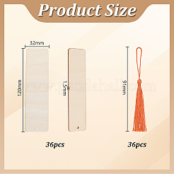 36Pcs Poplar Wood Blank Rectangle Bookmarks&nbsp;AJEW-AR0005-31B