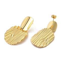 Twist Oval Brass Dangle Stud Earrings&nbsp;EJEW-G382-15G