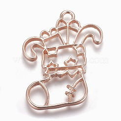 Rack Plating Alloy Open Back Bezel Pendants&nbsp;PALLOY-Q351-19RG-FF