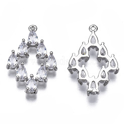 Brass Inlaid Clear Cubic Zirconia Pendants&nbsp;ZIRC-S069-014P