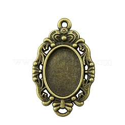 Tibetan Style Alloy Pendant Cabochon Settings&nbsp;PW-WG58EB0-01